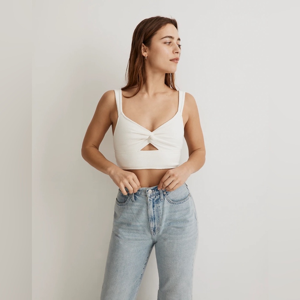 Madewell Cutout Knot-Front Crop Tank Top in Size XXS -NWT